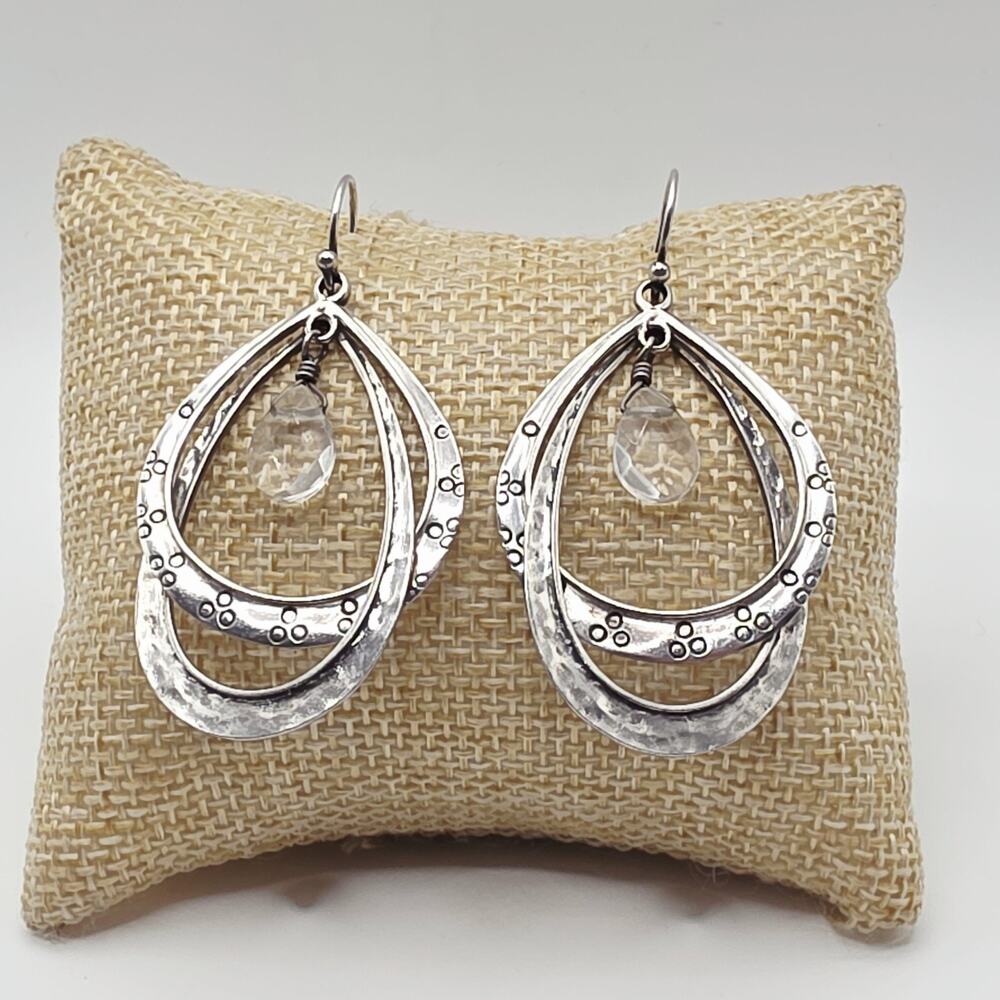 SILPADA W1681 Sterling Silver Double Teardrop Dangle Crystal Hook Earrings